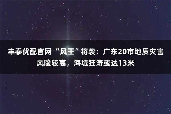 丰泰优配官网 “风王”将袭：广东20市地质灾害风险较高，海域狂涛或达13米
